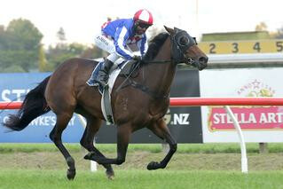 Princess Kereru (NZ) (Pins) burst to the front in the Listed NZB Finance Sprint. Photo: Trish Dunell